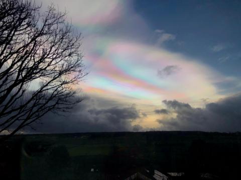 Rainbow cloud in Sowerby Bridge, West Yorkshire