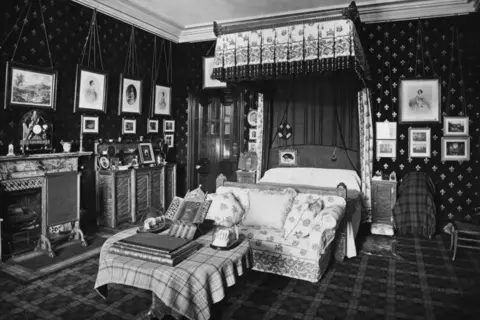 Getty Images Balmoral bedroom in black and white