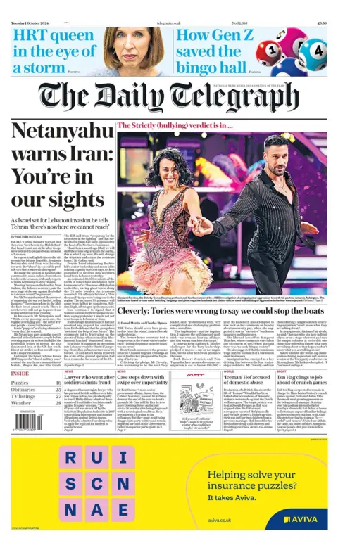 The Daily Telegraph beforehand   leafage   for 1 October  