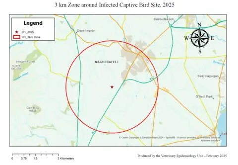 Daera Map showing control zone outside Magherafelt