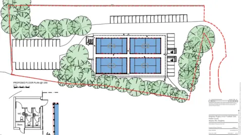 Bradford Council/Keighley RUFC Architectural drawings of the padel courts