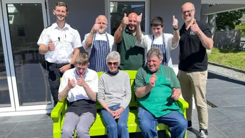 Adam Tardival, Prison Officer, James Ferguson Grow Hospitality Manager, Rich Portsmouth Grow Training and Development Manager, Alex Houchard Grow Crew, Michael Sheen from GO. Tom Lowe and Roger Lawrence Grow Crew with Talking Benches Sarah Bamford
