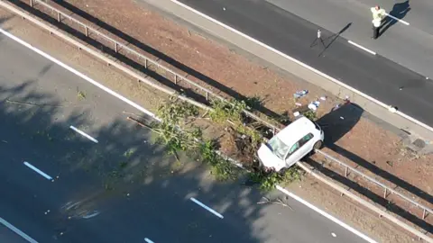 Scene of crash at junction of A64 and A1(M)