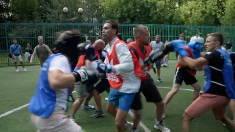 A Russian nationalist group has organized a sports festival in Moscow.