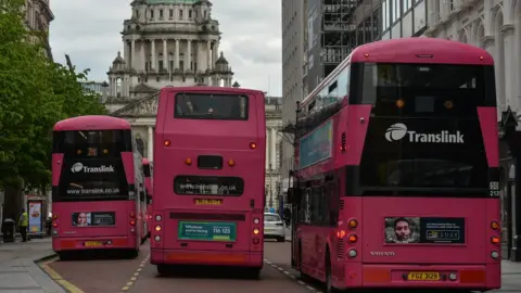 Getty Images Buses parked on Royal Avenue in Belfast city centre