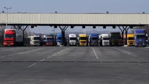 AFP Lorries on the border between Turkey and Bulgaria