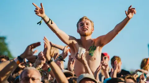  General view of festival goers during day 2 at Leeds Festival at Bramhall Park on August 26, 2017 in Leeds, England. 
