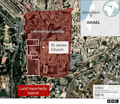 Map showing land reportedly leased in Armenian Quarter