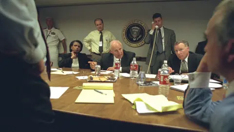 Getty Images Libby (right) was at Mr Cheney's side in the aftermath of the 11 September attacks