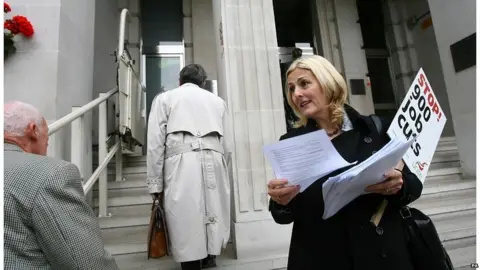 PA Jennie Formby campaigning against job cuts at drinks firm Diageo in 2009