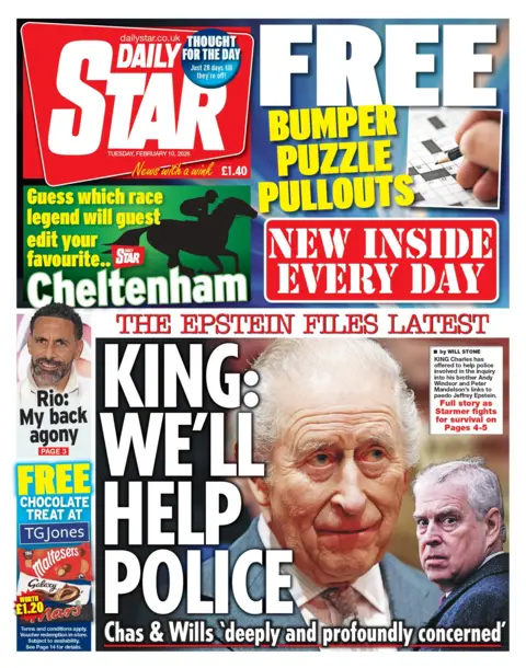 "King: We'll help police" reads the headline on the front page of the Daily Star.