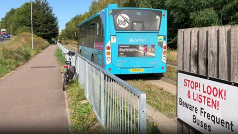 Bus on guided busway