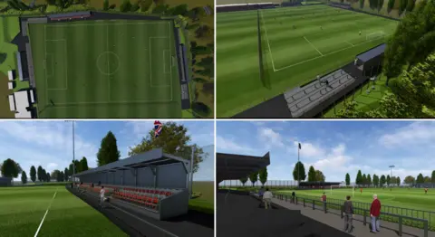 Stourbridge FC A composite of four images showing drawings of new stands at Stourbridge's football ground