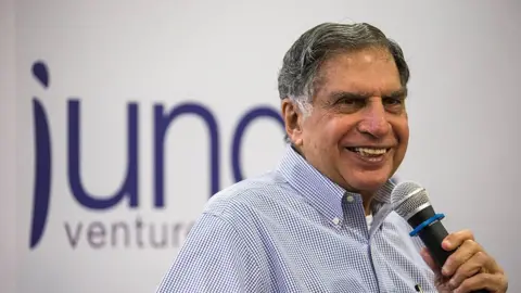 Getty Images Ratan Tata, chairman emeritus of Tata Sons, speaks during a session to advise Singapore startups on Tuesday, March 29, 2016. Tata stepped down as chairman of the $100 billion Tata Group in 2012.