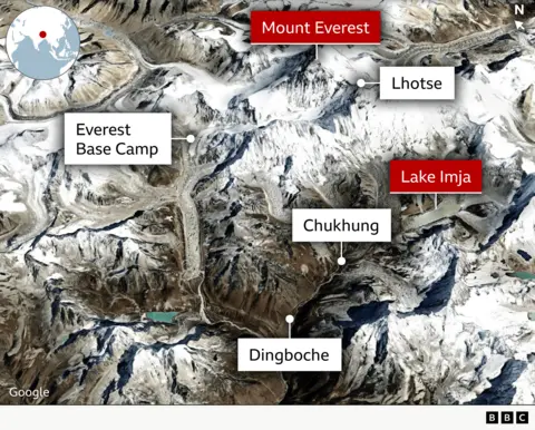 The Imja lake basin and surrounding areas in the Everest region