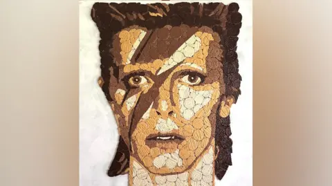 Ed Chapman David Bowie made of digestive biscuits in a mosaic
