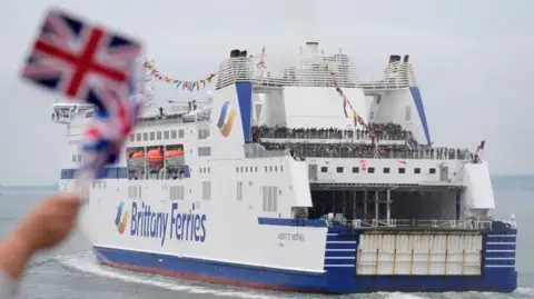 PA Media A general view of a Brittany Ferry sailing out of Portsmouth.