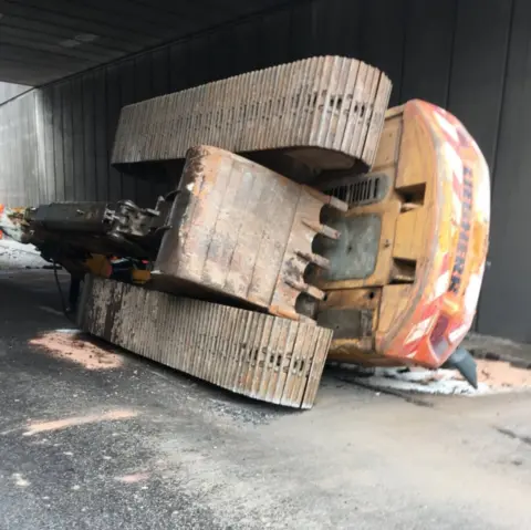 Nottingham City Council Digger in road