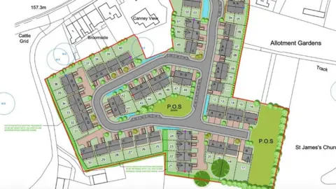 Durham County Council Plan showing proposed layout of estate of bungalows