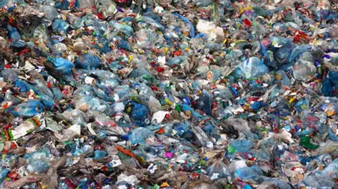 Reuters Image shows mound of plastic ready for recycling 