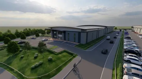 West Northamptonshire Council/Clowes Developments CGI of the proposed warehouse