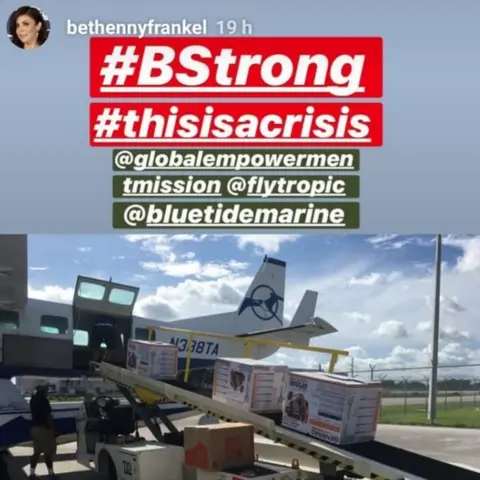 BethennyFrankel/Instagram Bethenny Frankel instagram story post of flight loading supplies