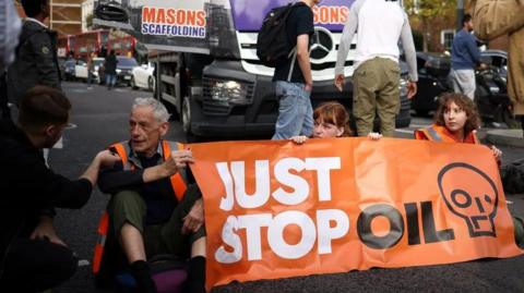 Just Stop Oil protesters sitting on the M25