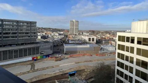 BBC View of Fleming Way work across into town centre