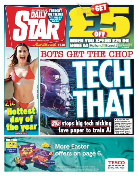 The headline on the front page of the Daily Star reads: "Tech That."