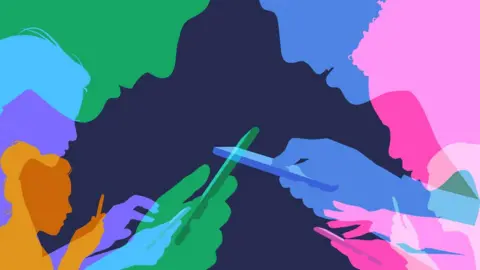 Getty Images Graphic of people on their phone