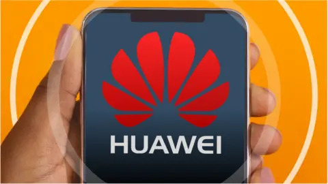 Getty Images Huawei logo on a smartphone