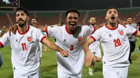 Jordan players celebrate reaching the 2026 World Cup 