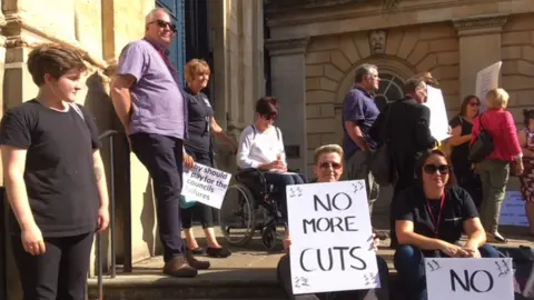 Protesters outside Northamptonshire County Council