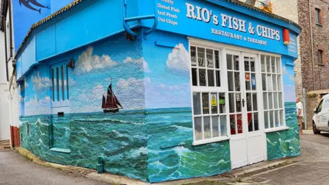 Mural on Rio's Fish and Chips in Brixham