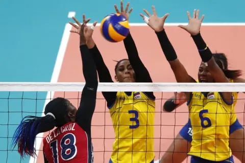 Susana Vera / Reuters Colombia v Dominican Republic volleyball match at the Callao Sports Centre, Lima, Peru