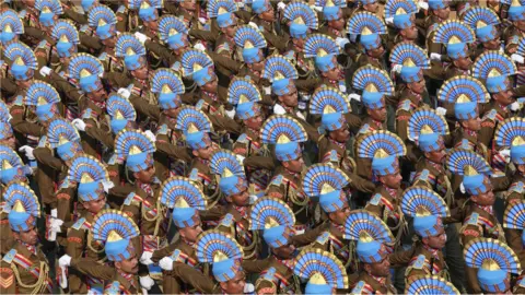 EPA India's Central Reserve Police Force Marching Contingent marches during the 71st Republic Day celebrations in New Delhi, India, 26 January 2020