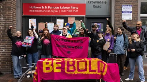Getty Images Climate activists staging a sit-out outside Keir Starmer's constituency