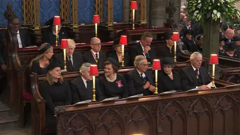 BBC Former UK Prime Ministers seated together for the Queen's State Funeral