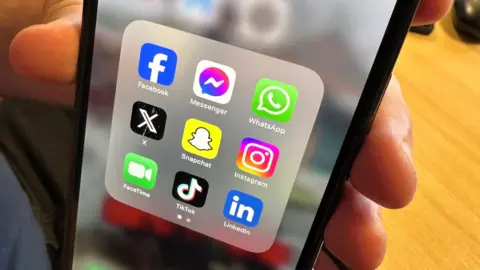 Social media apps on a mobile phone