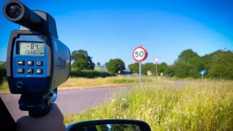 Avon and Somerset Police A speeding gun looking at a road 