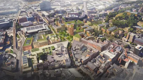 Homes England An artist's impression of how the wider Broad Marsh site in Nottingham could look after redevelopment