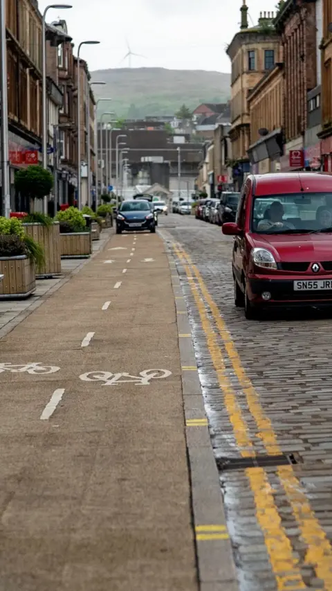 Cycle lane in Greenock
