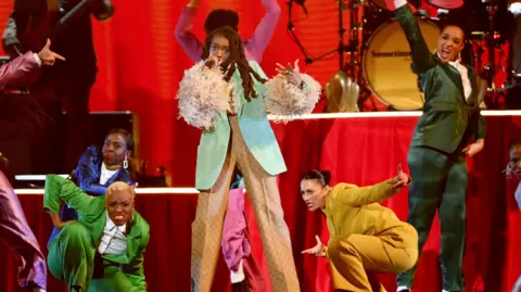 Karwai Tang, WireImage Little Simz performing at The BRIT Awards 2022