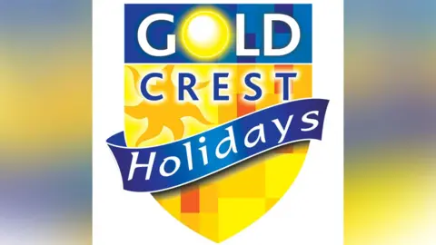 A yellow and blue logo for Gold Crest Holidays.