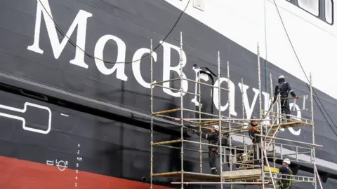 PA Media The MV Glen Rosa at the Ferguson Marine Port Glasgow shipyard