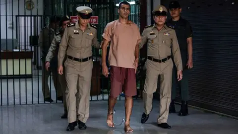 Getty Images Hakeem al-Araibi attends court in shackles in Bangkok