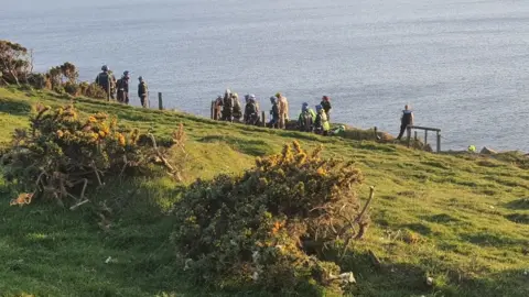 IOM Constabulary Emergency services on the hillside at Niarbyl