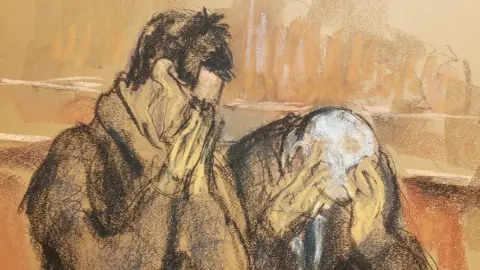 Reuters Barbara Fried and Joseph Bankman, parents of FTX founder Sam Bankman-Fried, reacts after the verdict is read in Bankman-Fried's fraud trial over the collapse of the bankrupt cryptocurrency exchange at federal court in New York City, U.S., 2 November, 2023, in this courtroom sketch.