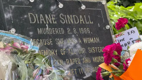 Diane Sindall memorial adorned with fresh flowers