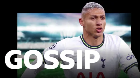 Graphic featuring Richarlison and the BBC Sport Gossip logo